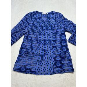 Habitat Clothes To Live In Blue Black Textured Puckered Tunic Top Medium Art To